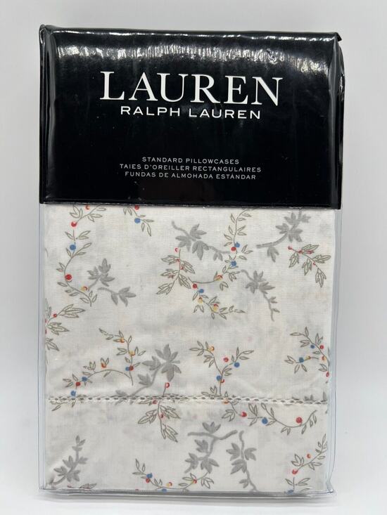 Lauren Ralph Lauren Other - Lauren Ralph Lauren Carolyne Vine 2 Standard Pillowcases Grey NWT $150